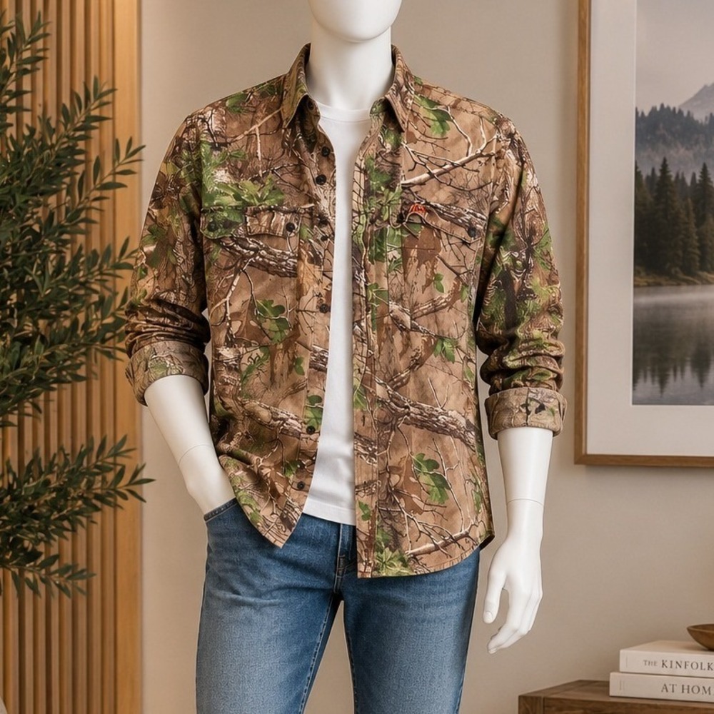 Game Winner Mens Button Down Shirt Realtree Camo Long Sleeve 2XL